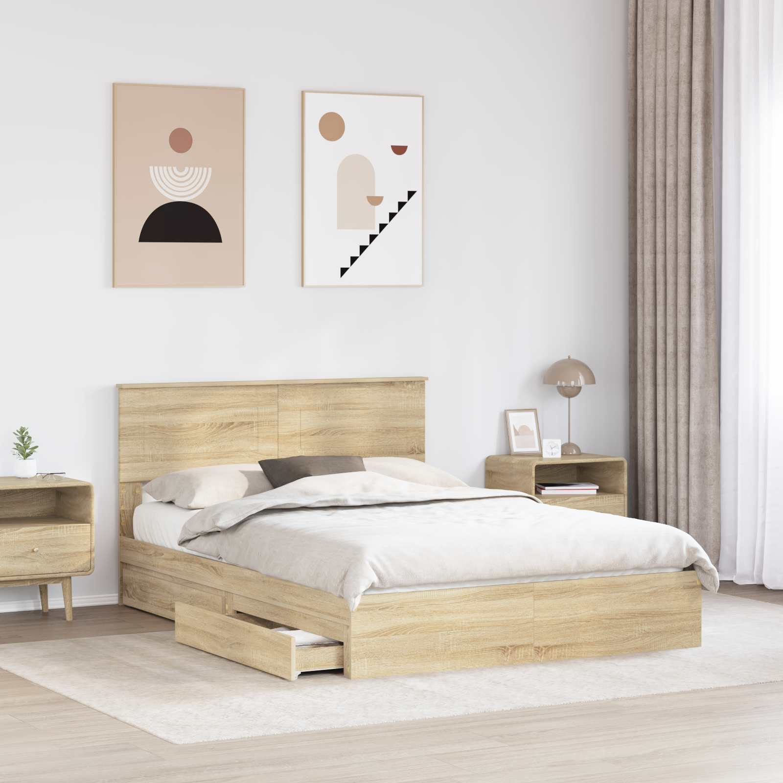 Opbevaringsseng Sonoma eg 140 x 200 cm Konstrueret træ