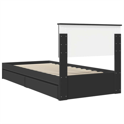 Opbevaringsseng med skuffe Sort 90 x 190 cm Konstrueret træ