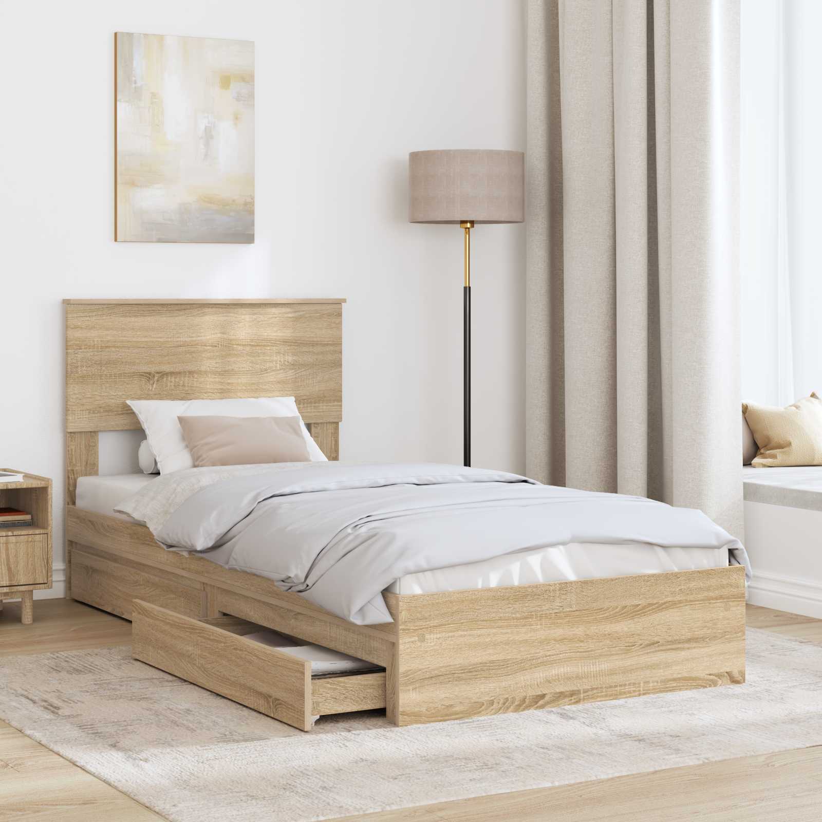 Opbevaringsseng Sonoma eg 90 x 190 cm Konstrueret træ