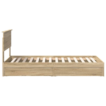 Opbevaringsseng Justerbar Sonoma eg 90 x 190 cm Konstrueret træ