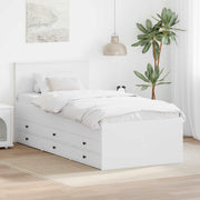 Daybed med skuffe Hvid og sort 90 x 200 cm Konstrueret træ