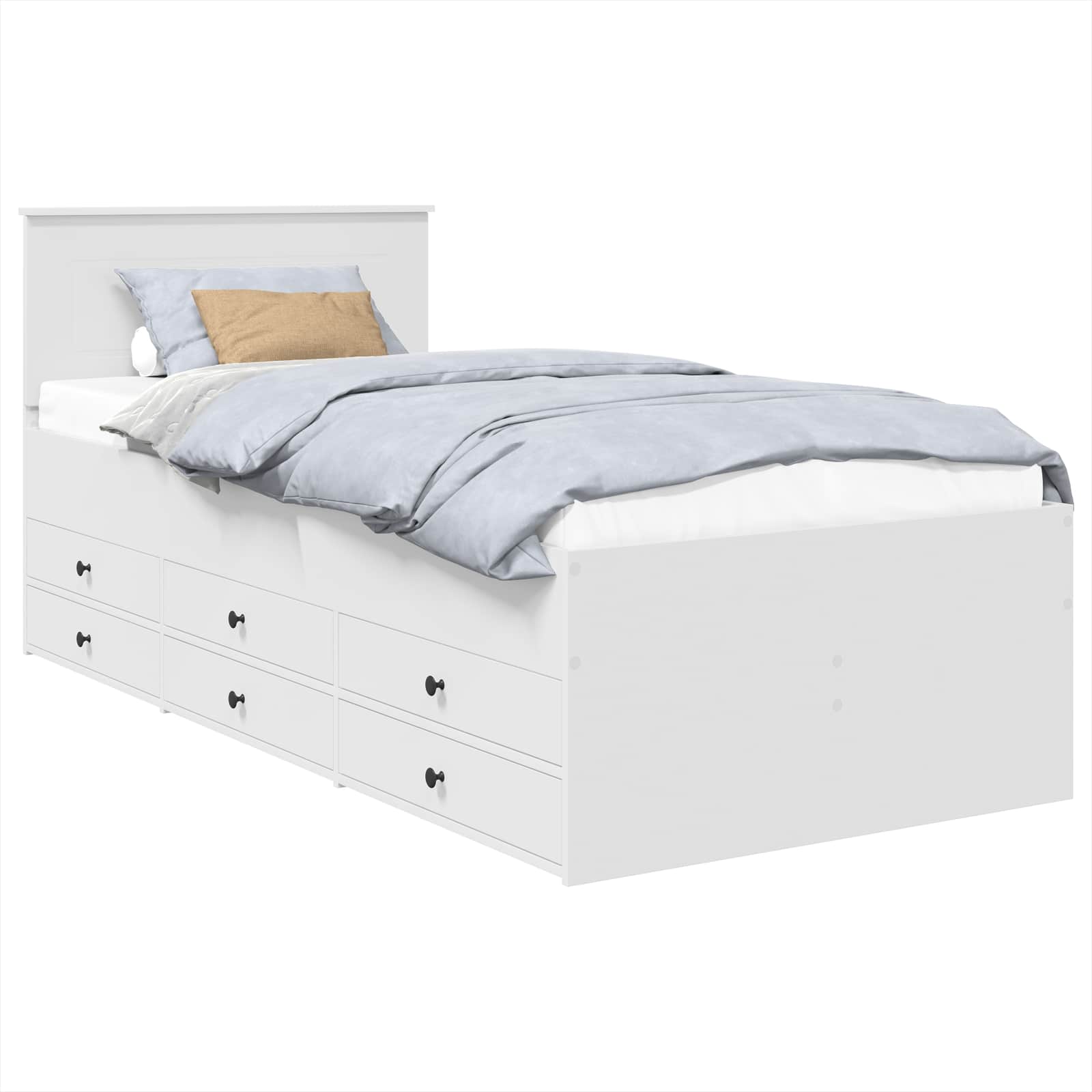 Daybed med skuffe Hvid og sort 90 x 200 cm Konstrueret træ