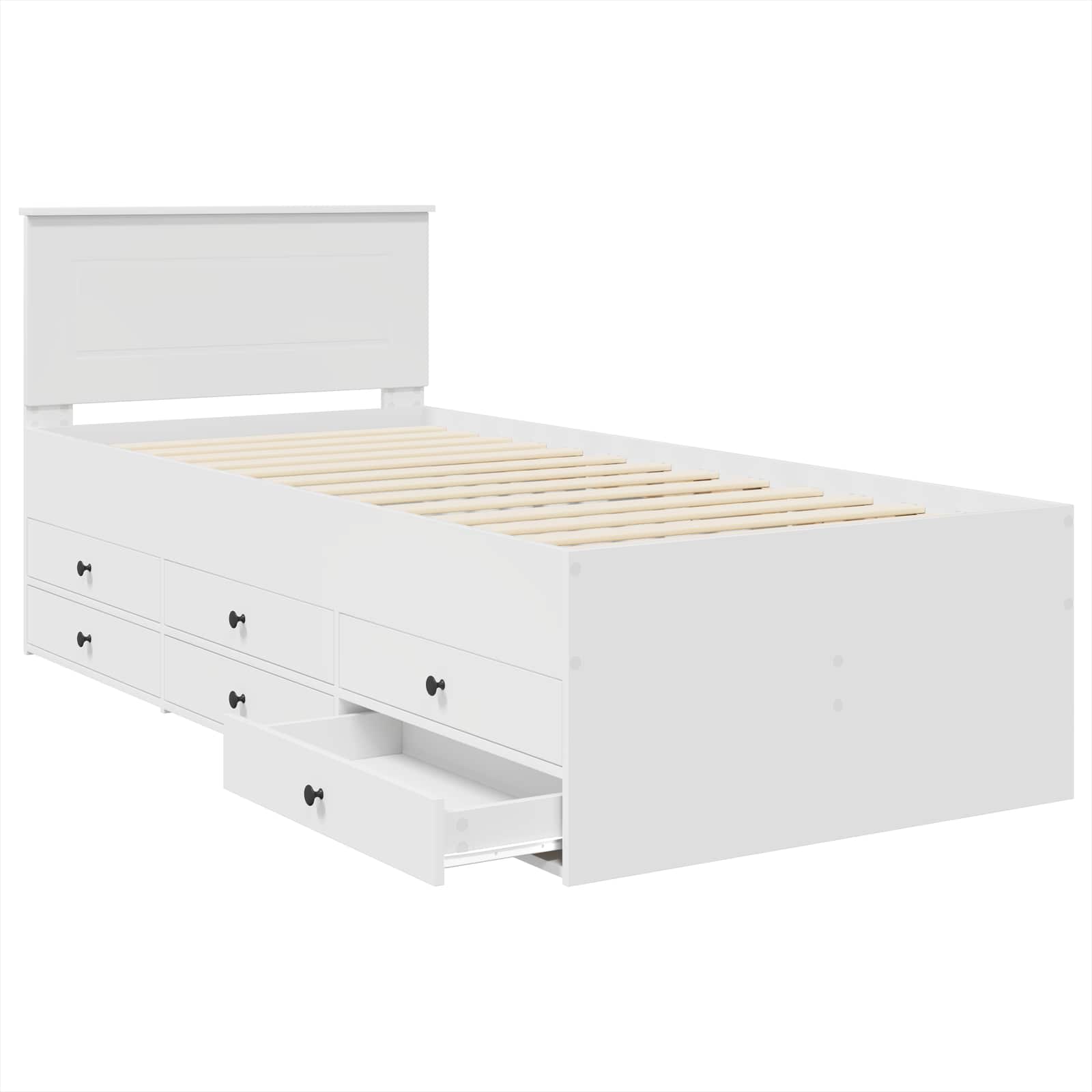 Daybed med skuffe Hvid og sort 90 x 200 cm Konstrueret træ