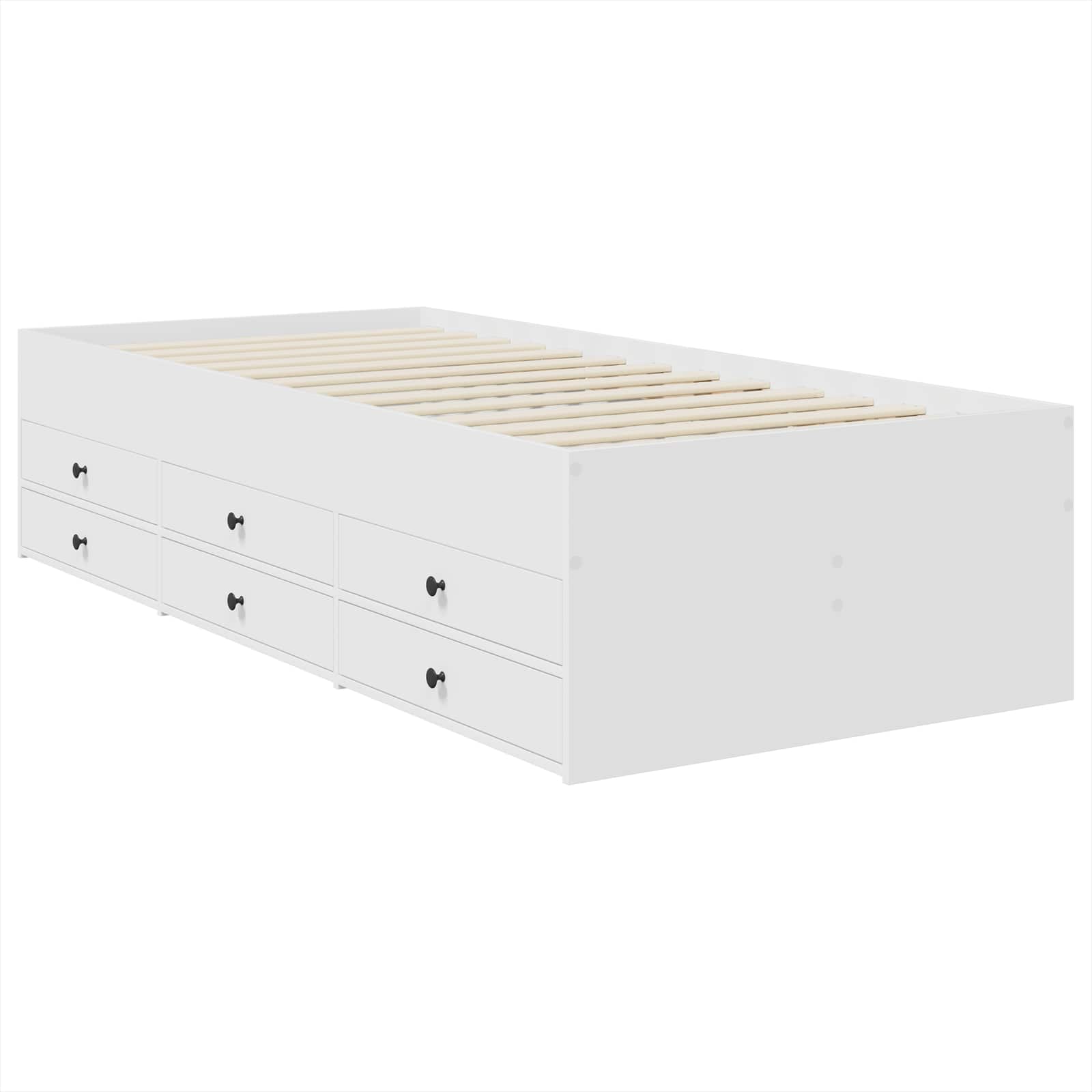 Daybed med skuffe Hvid og sort 90 x 200 cm Konstrueret træ