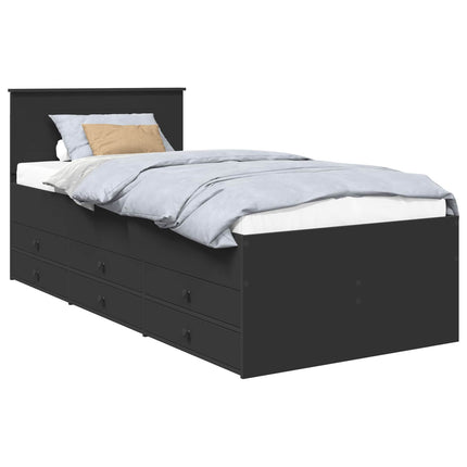 Daybed med skuffe Sort 90 x 200 cm Konstrueret træ