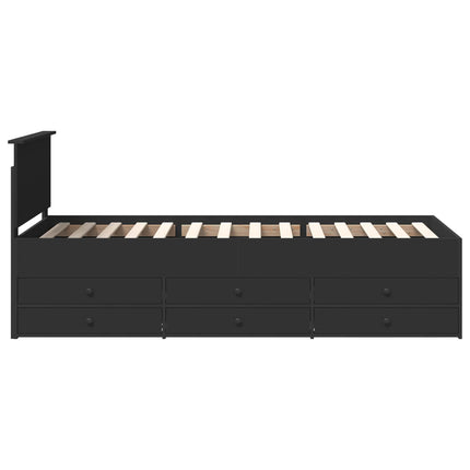 Daybed med skuffe Sort 90 x 200 cm Konstrueret træ
