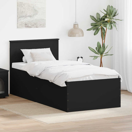 Sengestel med hovedgærde Sort 90 x 190 cm Konstrueret træ