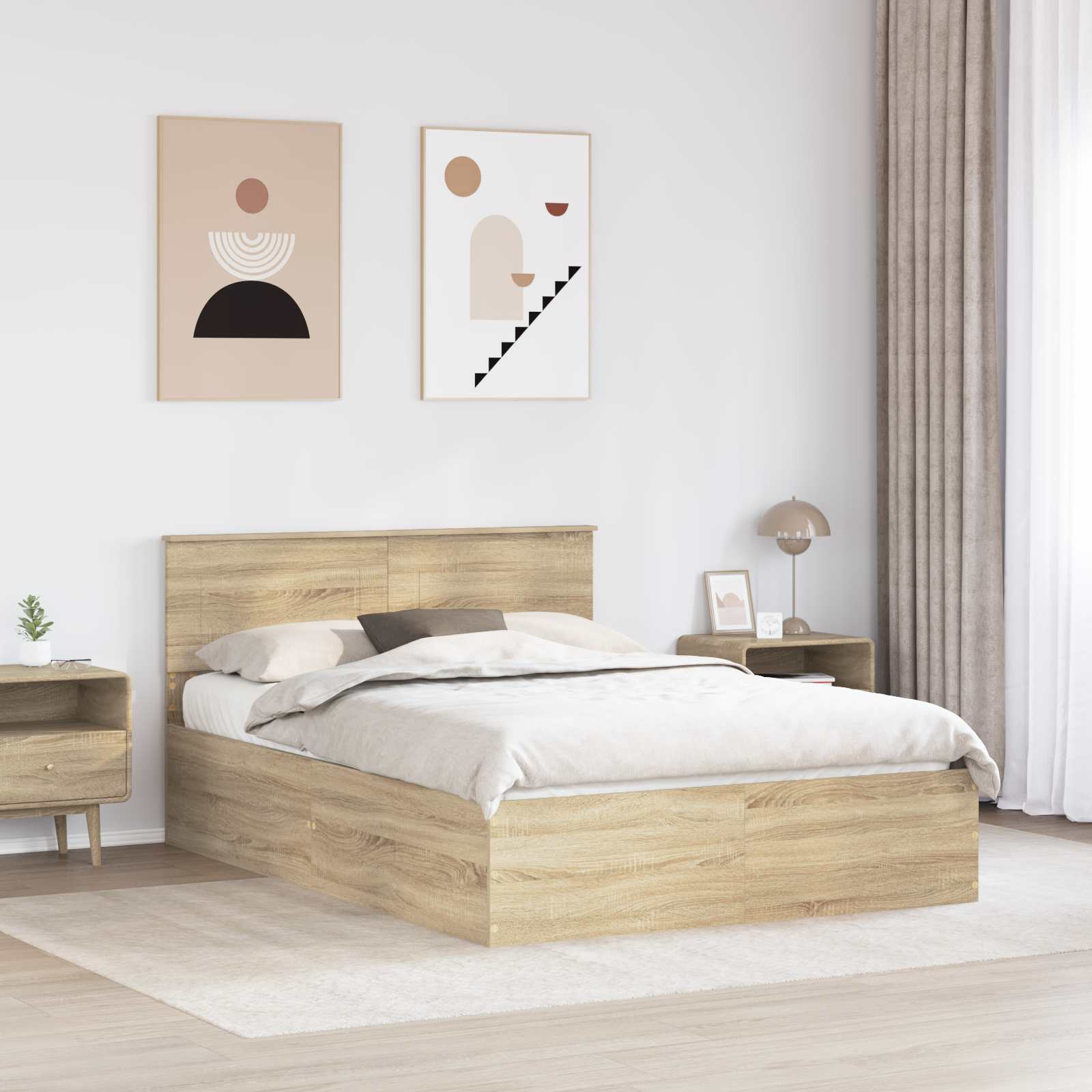 Sengestel med hovedgærde Sonoma eg 150 x 200 cm Konstrueret træ