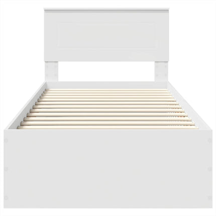 Sengestel med hovedgærde Hvid 100 x 200 cm Konstrueret træ