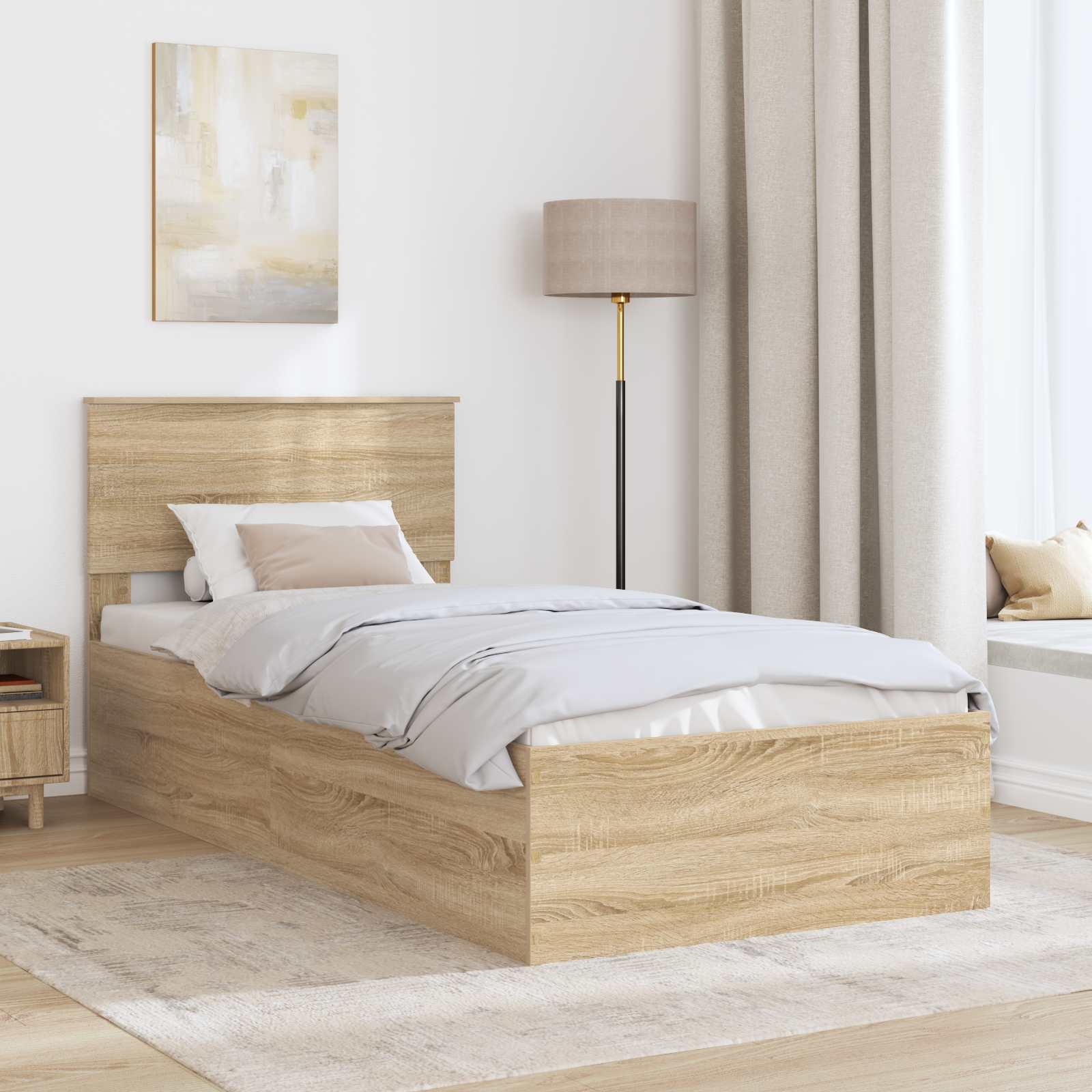 Sengestel med hovedgærde Sonoma eg 100 x 200 cm Konstrueret træ