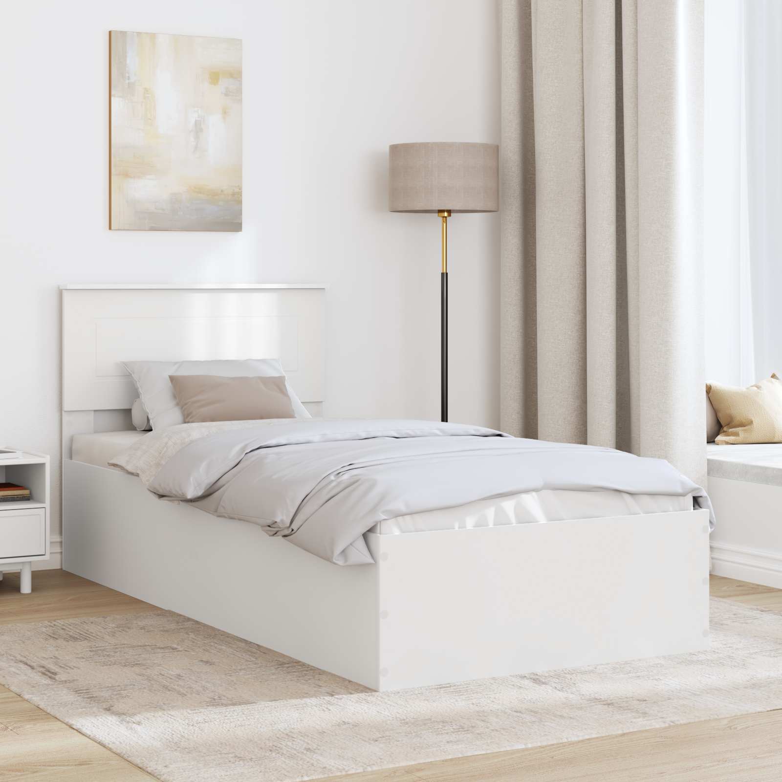 Sengestel med hovedgærde Hvid 90 x 190 cm Konstrueret træ
