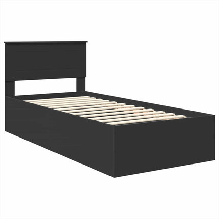 Sengestel med hovedgærde Sort 90 x 190 cm Konstrueret træ