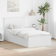 Sengestel med hovedgærde Hvid 75 x 190 cm Konstrueret træ