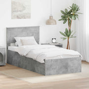 Sengestel med hovedgærde Beton Grå 75 x 190 cm Konstrueret træ