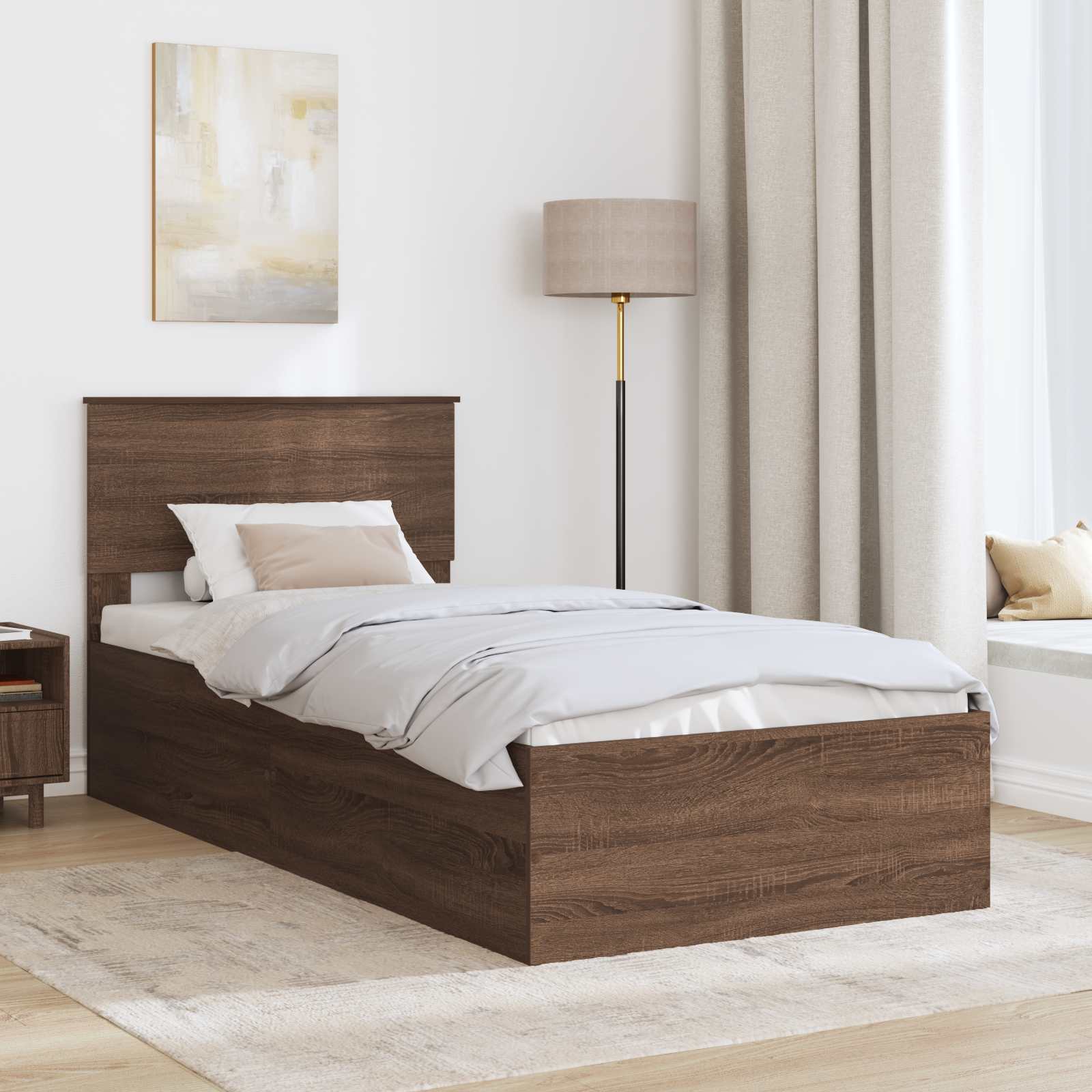 Sengestel med hovedgærde Brun eg 75 x 190 cm Konstrueret træ