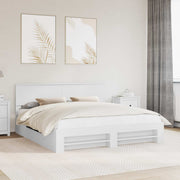 Sengestel med hovedgærde Hvid 180 x 200 cm Konstrueret træ
