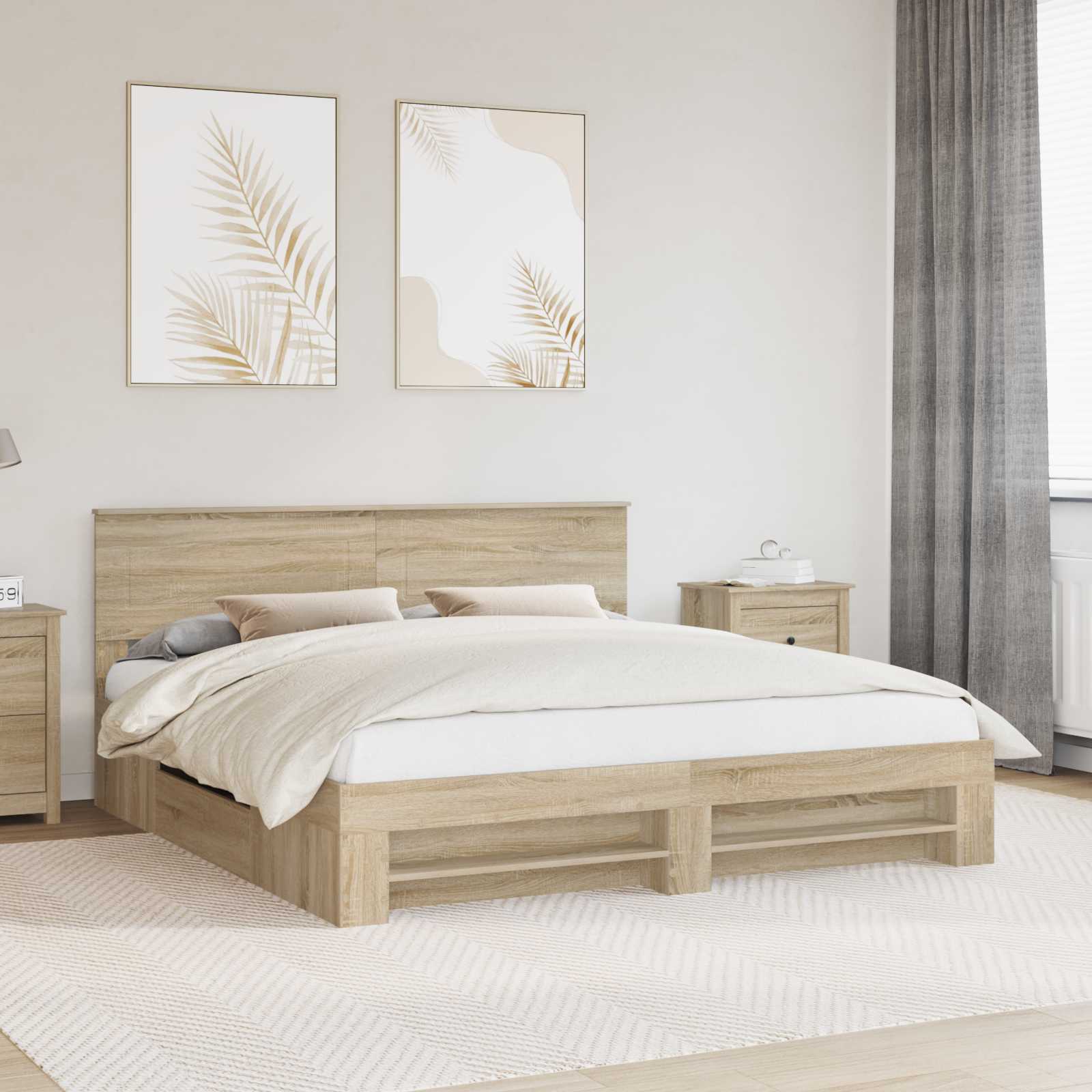 Sengestel med hovedgærde Sonoma eg 180 x 200 cm Konstrueret træ