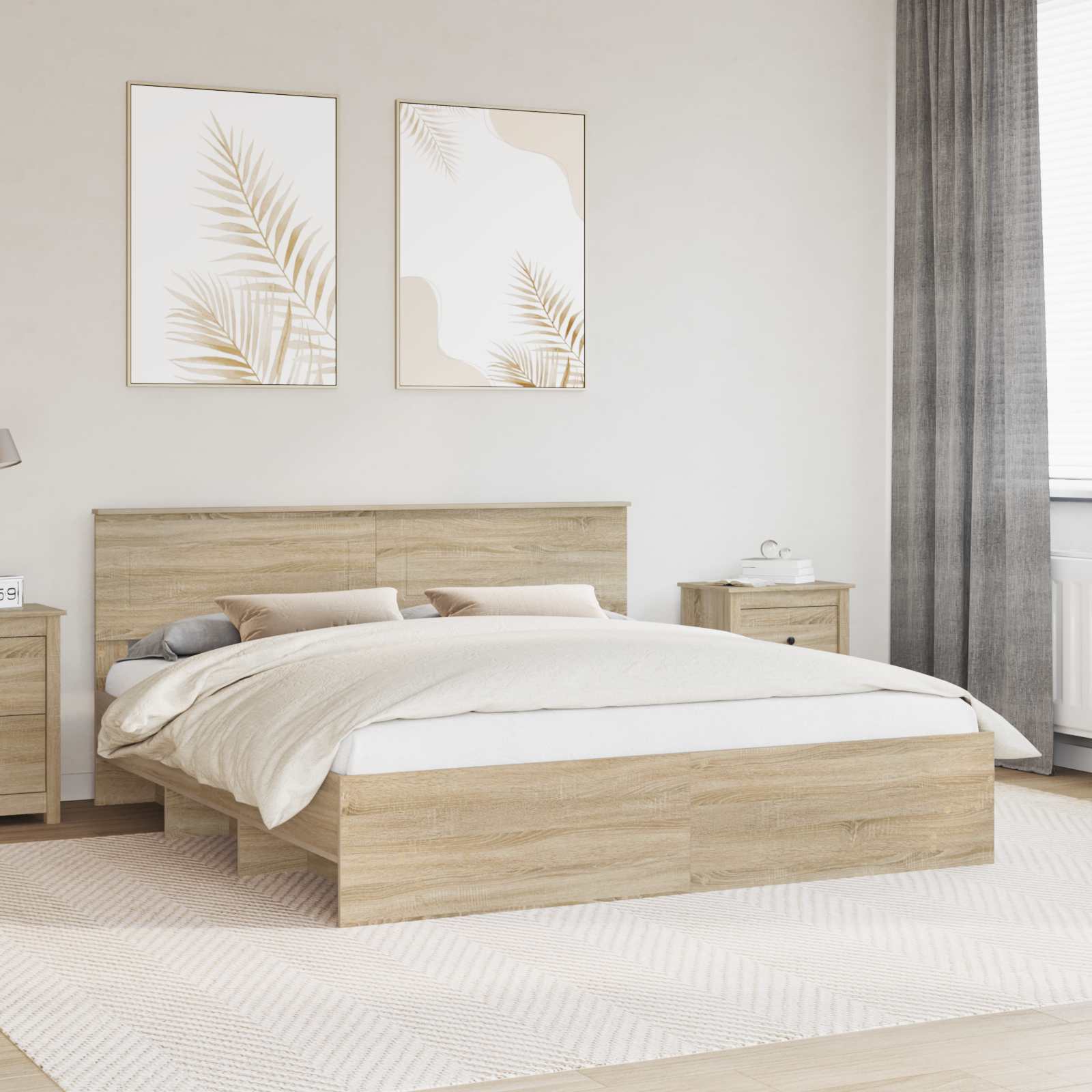 Sengestel med hovedgærde Sonoma eg 180 x 200 cm Konstrueret træ