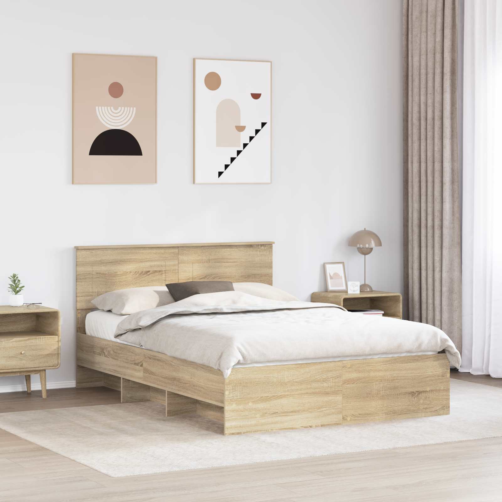 Sengestel med hovedgærde Sonoma eg 160 x 200 cm Konstrueret træ
