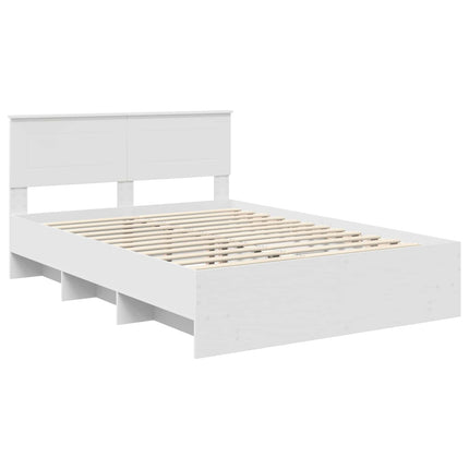 Sengestel med hovedgærde Hvid 140 x 200 cm Konstrueret træ