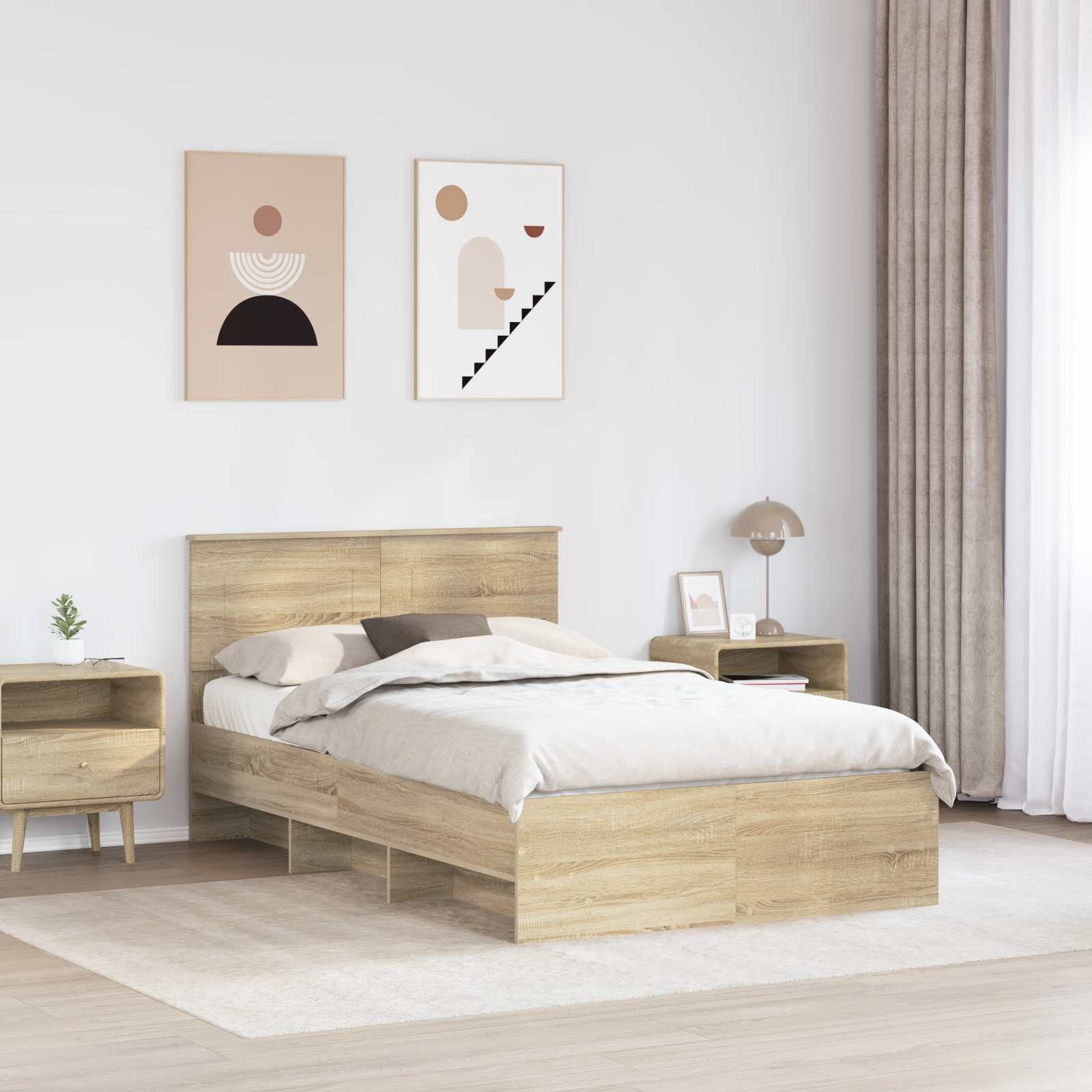 Sengestel med hovedgærde Sonoma eg 137 x 203 cm Konstrueret træ
