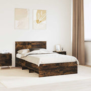 Sengestel med hovedgærde Røget eg 137 x 203 cm Konstrueret træ
