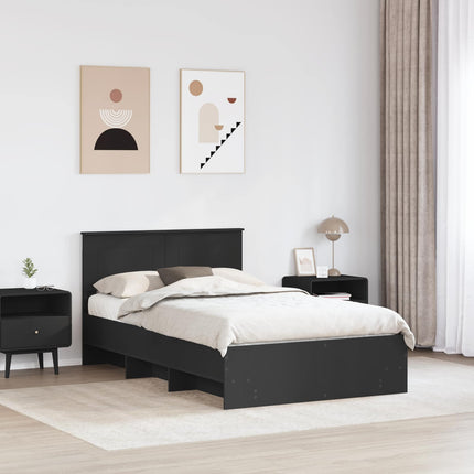 Sengestel med hovedgærde Sort 120 x 123 cm Konstrueret træ
