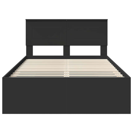 Sengestel med hovedgærde Sort 120 x 123 cm Konstrueret træ