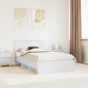 Sengestel med hovedgærde Hvid 120 x 123 cm Konstrueret træ