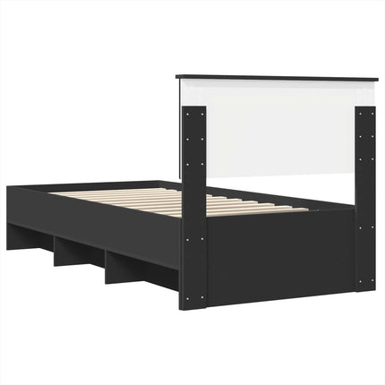 Sengestel med hovedgærde Sort 90 x 200 cm Konstrueret træ