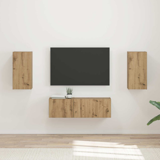 Tv vægskab sæt 4 stk. Artisan Egetræ Konstrueret træ
