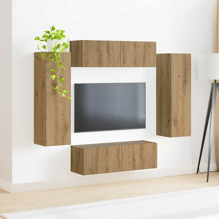 Tv vægskab sæt 4 stk. Artisan Egetræ Konstrueret træ