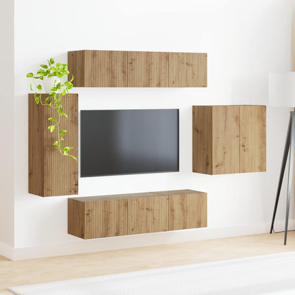 Tv vægskab sæt 6 pcs Artisan Egetræ