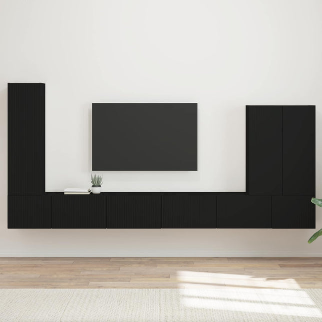 Tv vægskab sæt 6 stk. Sort