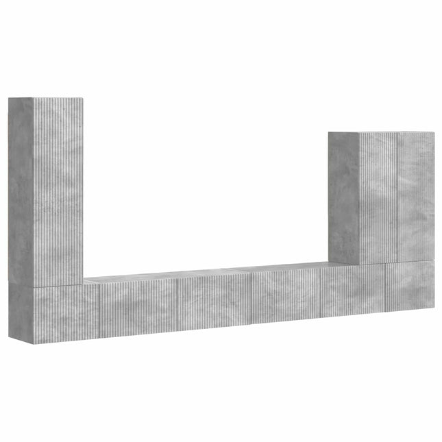 Tv vægskab sæt 6 stk. Beton Grå