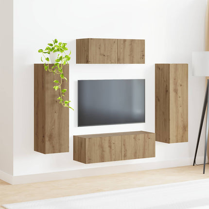 TV-møbelsæt 3 pcs Artisan Egetræ Konstrueret træ