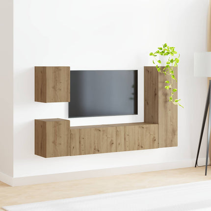 TV-møbelsæt 4 pcs Artisan Egetræ Konstrueret træ