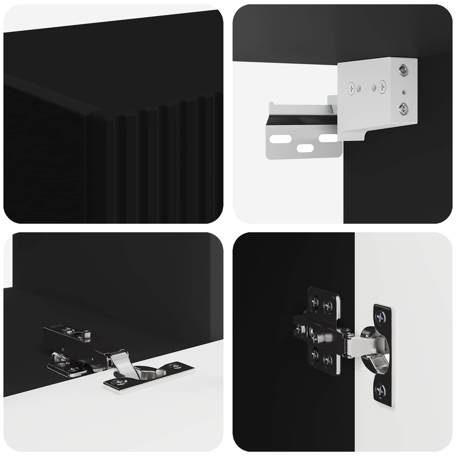 TV-møbelsæt Vægmonteret 4 pcs Sort Konstrueret træ