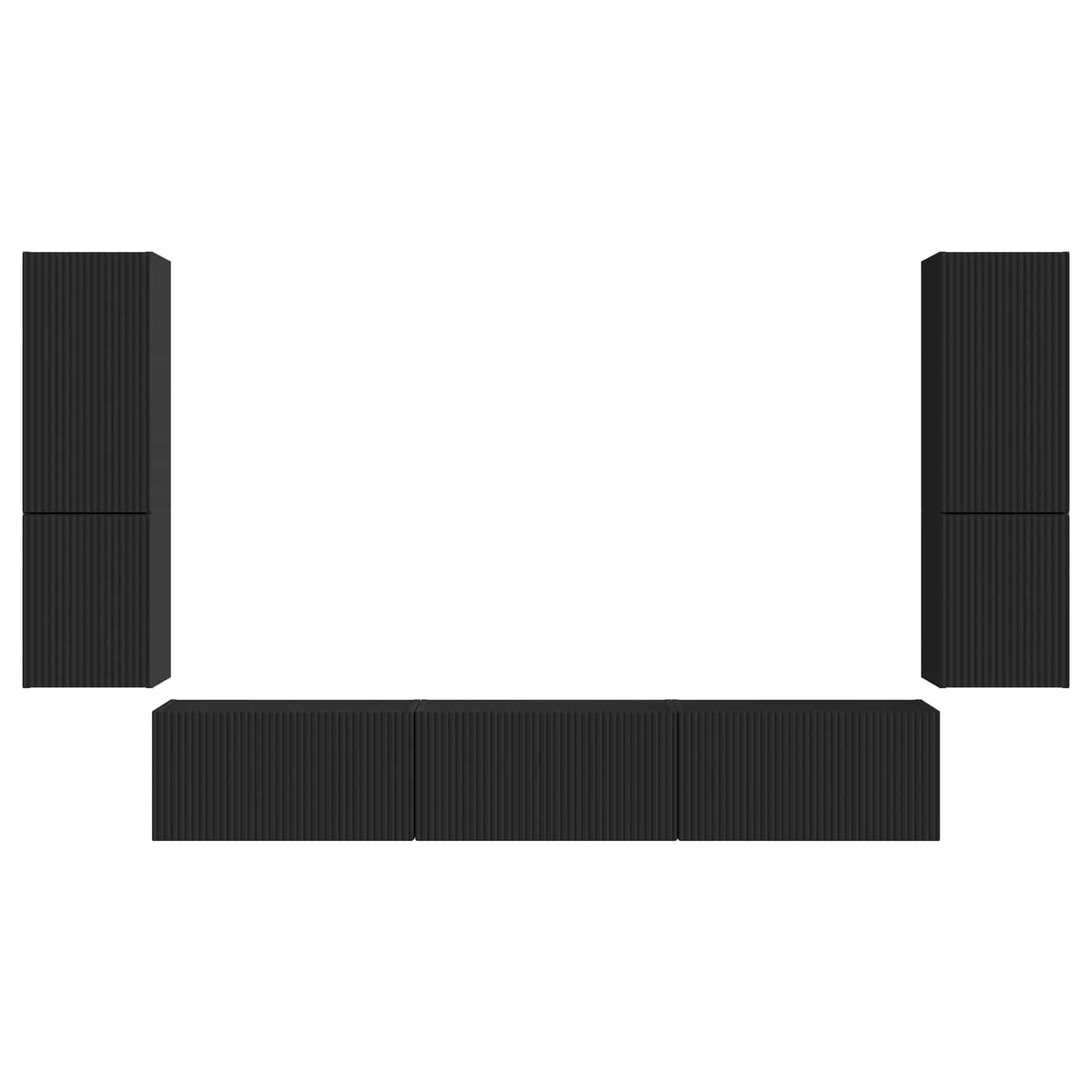 TV-møbelsæt Vægmonteret 4 pcs Sort Konstrueret træ