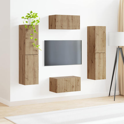 TV-møbelsæt 6 pcs Artisan Egetræ Konstrueret træ