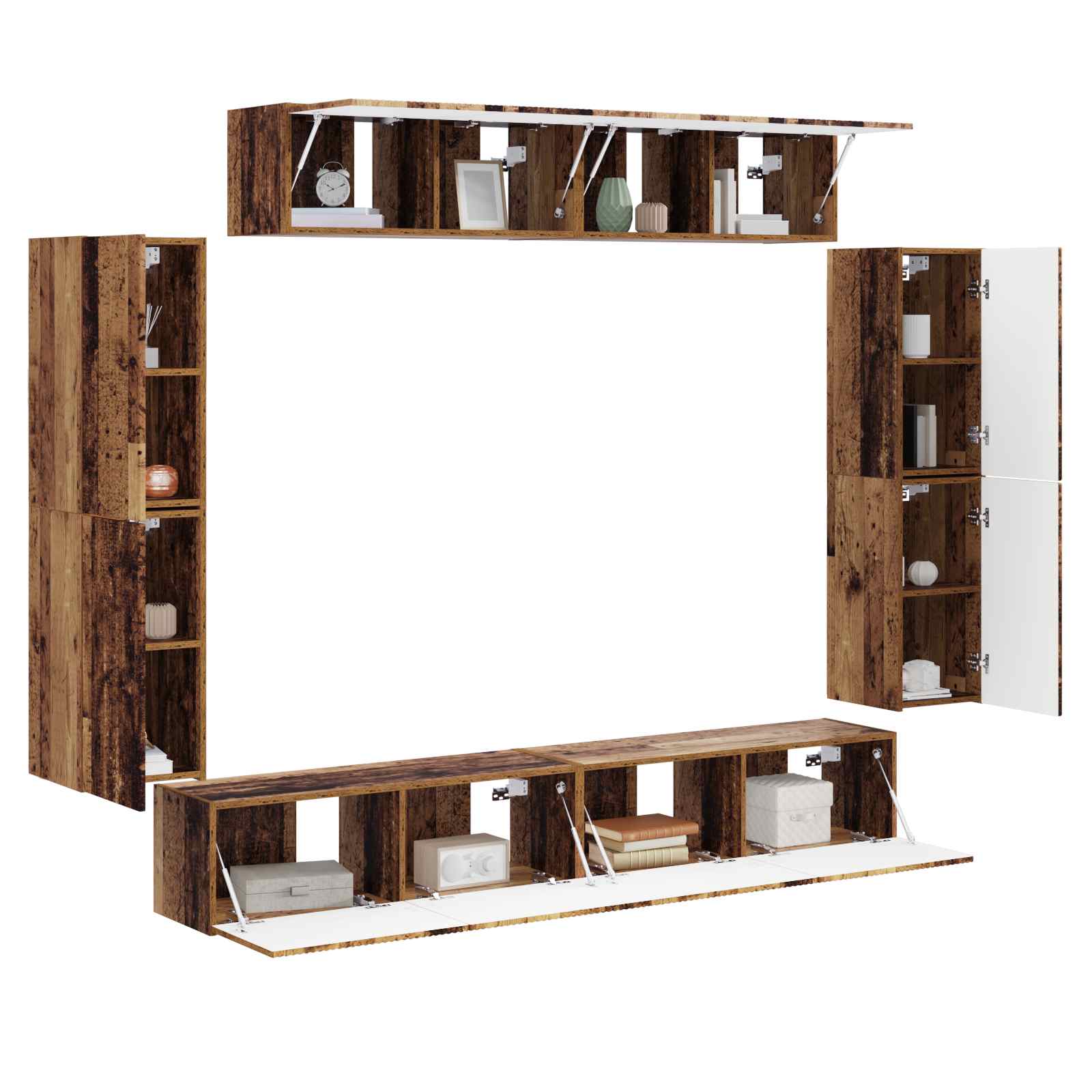 TV-skab 8 pcs Gammelt træ