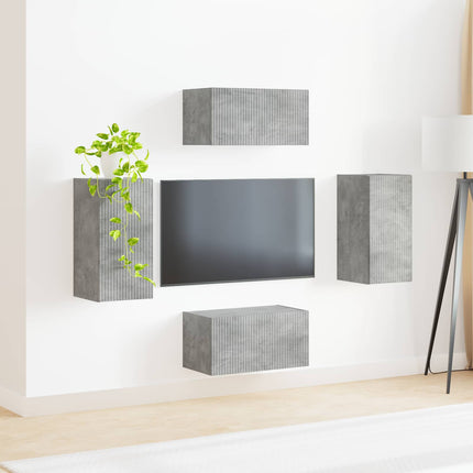 TV-møbelsæt 4 pcs Beton Grå Konstrueret træ