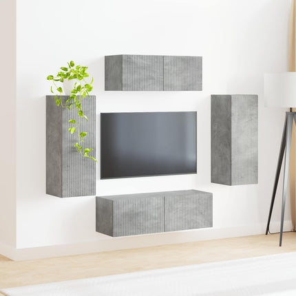 TV-møbelsæt 4 pcs Beton Grå Konstrueret træ