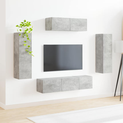 TV-skab 5 pcs Beton Grå