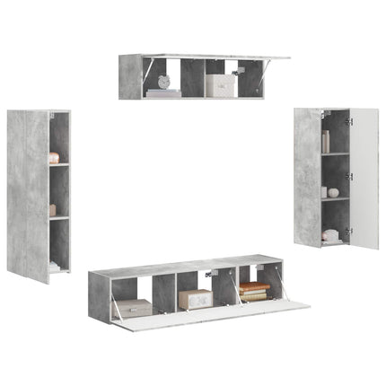 TV-skab 5 pcs Beton Grå