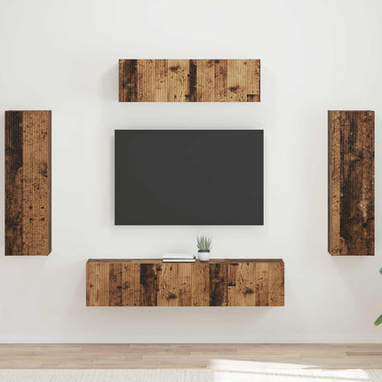 TV-skab 5 pcs Gammelt træ