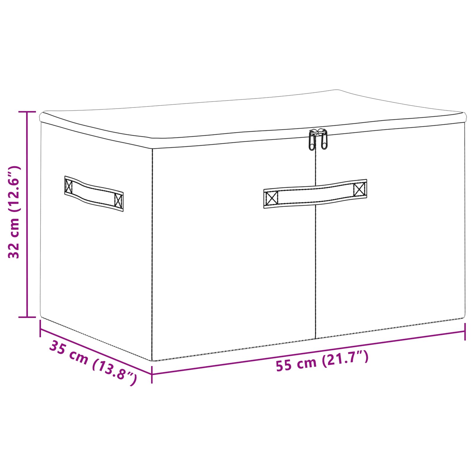 Opbevaringskasse 2 pcs Cremefarvet 55 x 35 x 32 cm