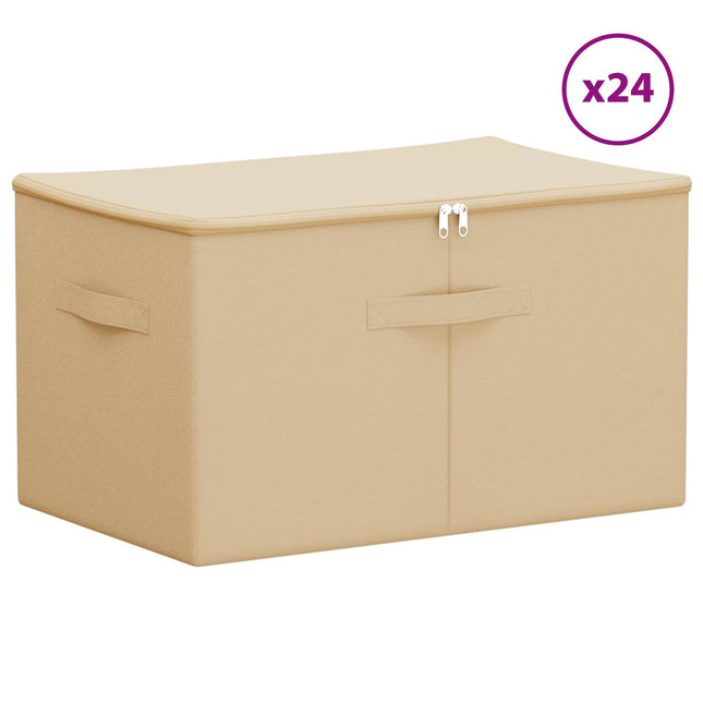 Opbevaringskasse 24 pcs Cremefarvet 55 x 35 x 32 cm
