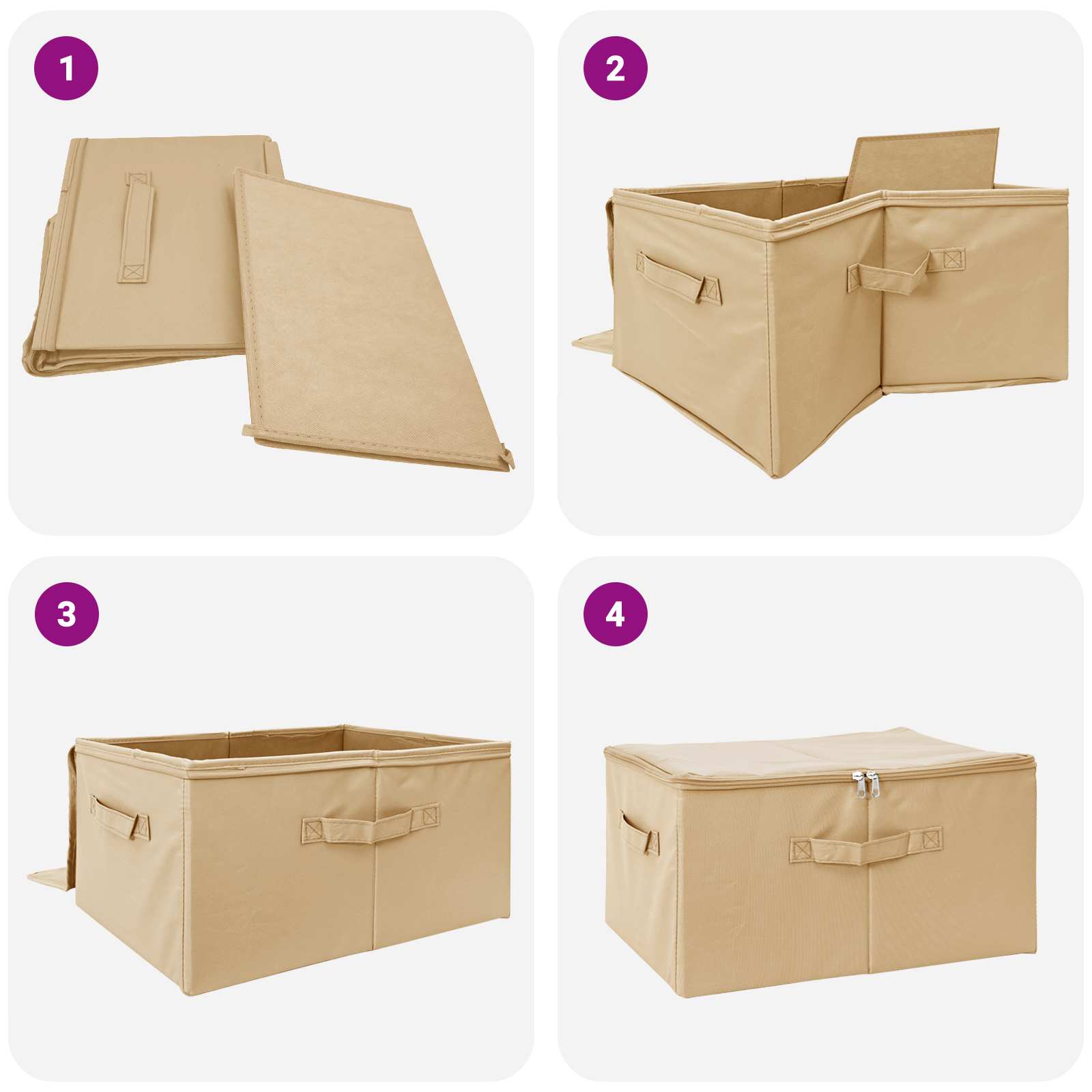 Opbevaringskasse 24 pcs Cremefarvet 60 x 43 x 35 cm