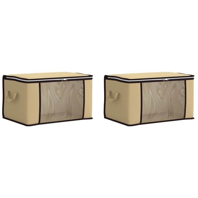 Opbevaringskasse med gennemsigtig sidevindue 2 pcs Cremefarvet